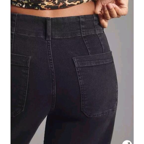 Maeve By Anthropologie The Colette Denim Cropped Wide Leg Jeans Black Sz 31 - Picture 3 of 7